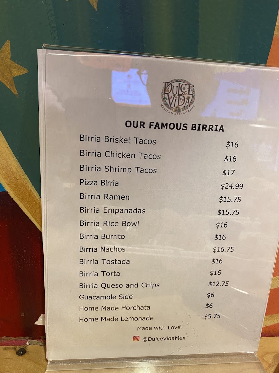 Dulce Vida Mexican Restaurant Menu - Image 1